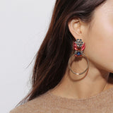 Elegant Colorful Rhinestone Piercing Drop Earrings