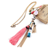 Fashion Tassel Zinc Alloy Rivet Long Necklace Sweater Chain