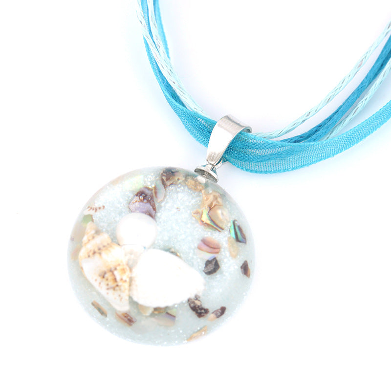 Bohemian Ocean Romance Shell Pearl Inside Hemisphere Pendant