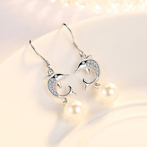 Fashion Ear Drop S925 Silver Dolphin Earring Simple Tasse