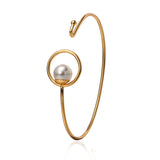 Classic Silver Gold Color Bracelet Pearl Charm Circle Cuff