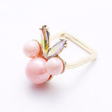 Women's Balancing Style Cute Ring Pink Pearl Rhinestone Ring Clothing Accessories