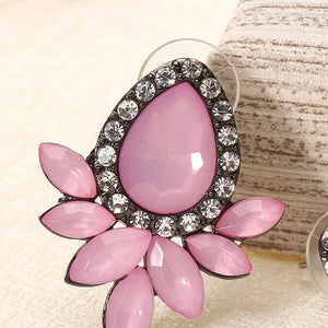 Sweet Drop Rhinestones Women's Crystal Flower Leaf Earrings