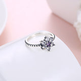 Luxury 925 Sterling Silver Rings Flower Zirconia Engagement