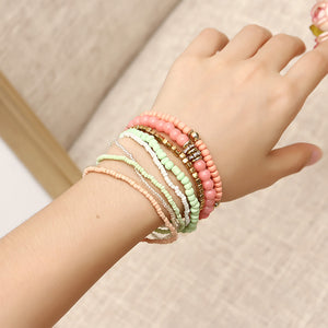 Bohemian Women's Colorful Multilayer Adjustable Beads Bracelets Best Gift for Girl 