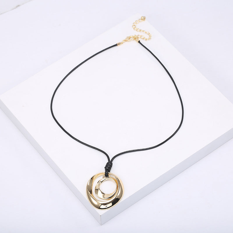 Alloy Necklace Double Circle Personality Simple Fashion Pend