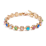 Zinc Alloy Colorful Rhinestone Rose Gold Beads Bracelet