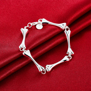 YUEYIN Simple Silver Bone Buckle Bracelet 