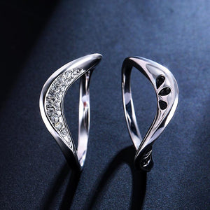 Trendy Irregular Platinum plated Rhinestones Women Ring