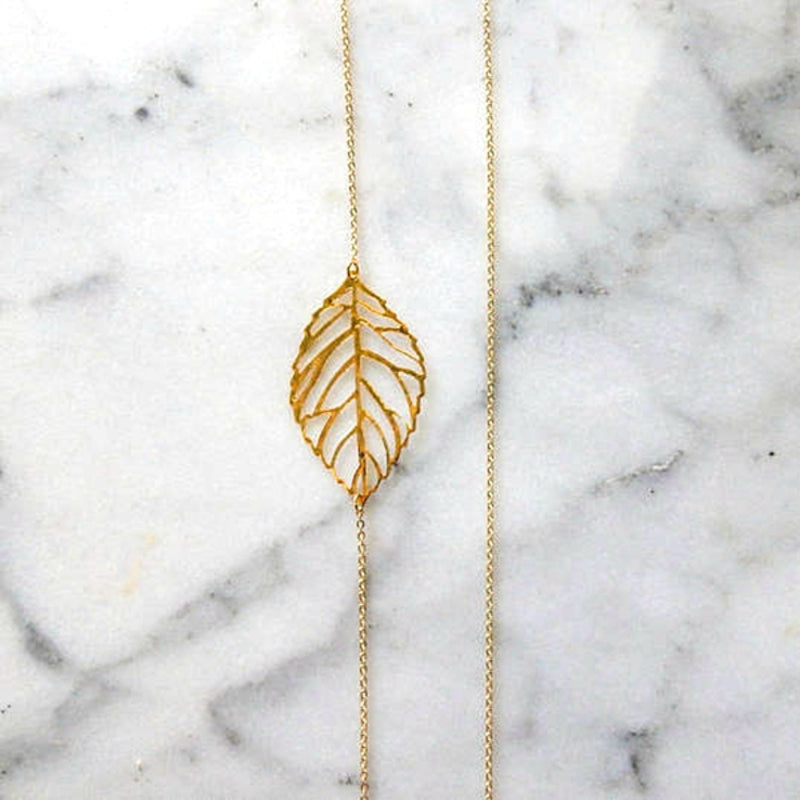 Elegant Gold Silver Hollow Leaf Pendant Necklaces for Women