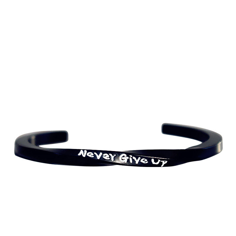 Mobius Band Never Give Up Engraved Spiral Bangle for Couple