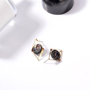 Fashion 18K Gold Plated Unique Design Punk Colorful Natural Stone Ear Stud Women Earrings Best Gift