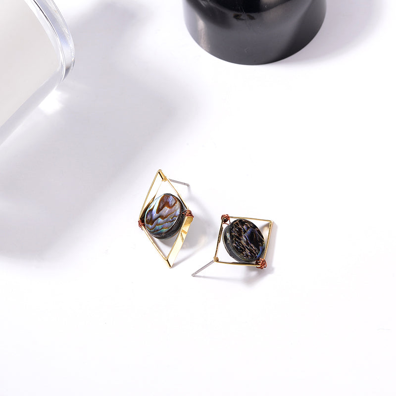 Fashion 18K Gold Plated Unique Design Punk Colorful Natural Stone Ear Stud Women Earrings Best Gift