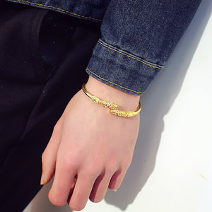 Unisex Retro Golden Cudgel Silver Gold Black Cuff Bracelets