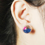 Trendy Colorful Crystal Glass Ball Flower Round Earrings