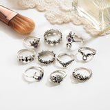 10 Pcs Trendy Statement Crystal Irregular Knuckle Ring Set