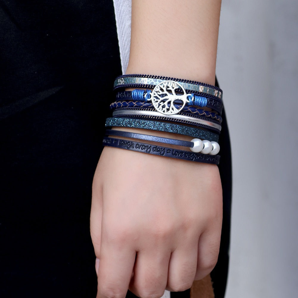 Vintage Life Tree Multilayer Leather Bracelet