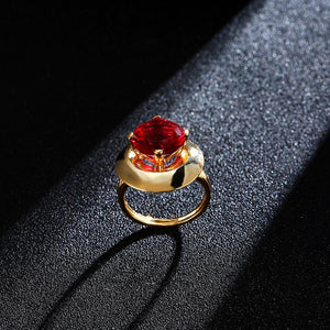 Ruby Crystal Gold Plated Fine Copper Elegant Finger Ring Fine Jewelry for Women