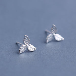 Sweet 925 Sterling Silver Earrings Fashion Leaf Simple