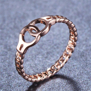 Creative Handcuffs Linkded Rose Gold Finger Rings Simple