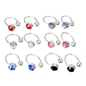 2Pcs No Piercing Crystal Rhinestone Nose Cuff Clip Earrings