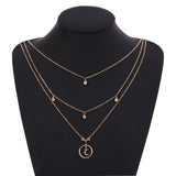 Bohemian Multilayer Chain Necklace Moon Geometric Rhinestone