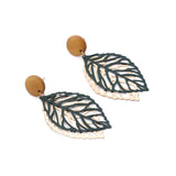 Simple Style Wood Hollow Leaves Drop Earrings  for Women