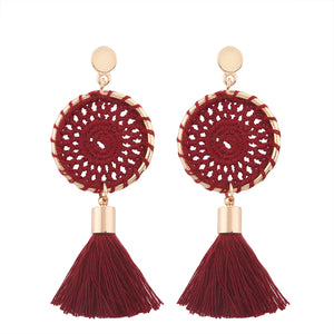 Women's Knitted Long Tassel Women Drop Dangle Earrings