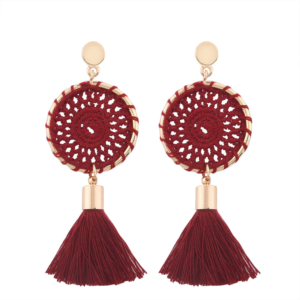 Women's Knitted Long Tassel Women Drop Dangle Earrings