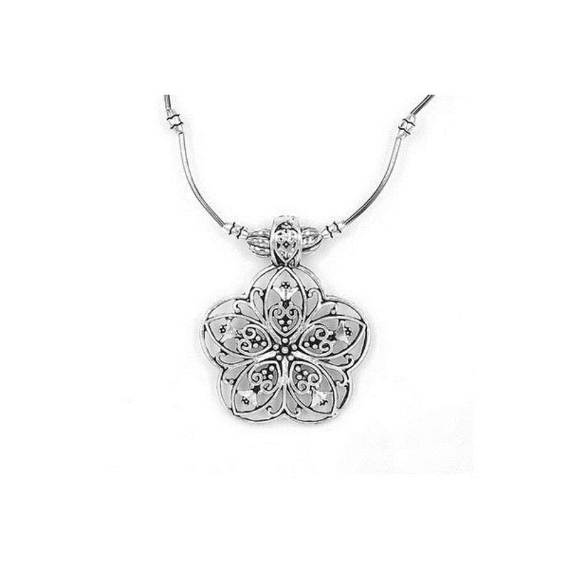 Ethnic Tibetan Hollow Flower Pendant Antique Silver Necklace