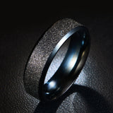 Stainless Steel Frosted Rainbow Color Black Couple Ring