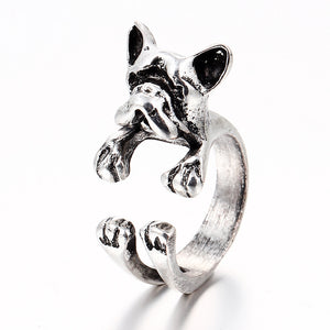 Cute Unisex Finger Rings Open Adjustable Dog Head Rings