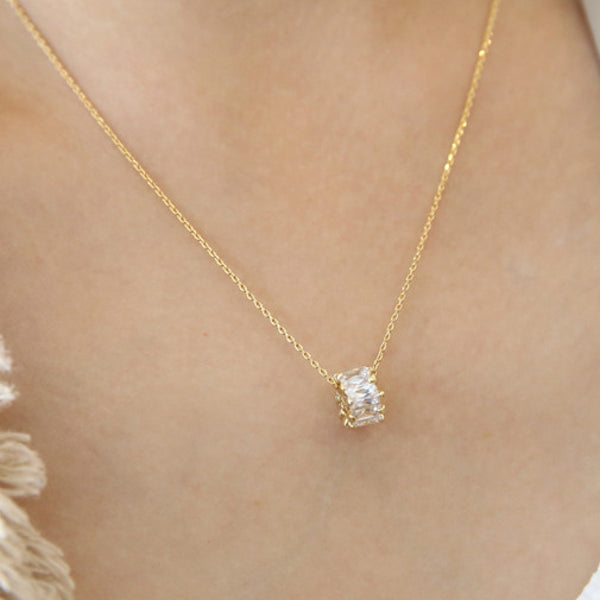 S925 Sterling Silver Short Zircon Crystal Simple Chain Sweet Clavicle Necklaces