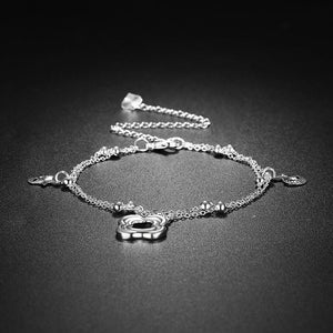 Flower Pendant Silver Plated Anklet Star and Moon Shaped Foot Chain