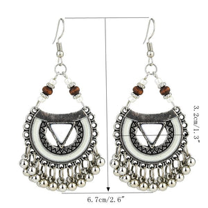 Ethnic Exaggerated Multielement Triangle Fan Shaped Earring