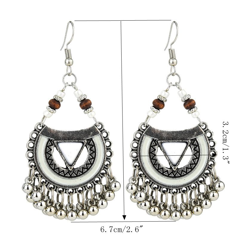 Ethnic Exaggerated Multielement Triangle Fan Shaped Earring