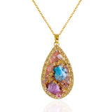 harNatural Stone Multicolor Crystal Heart Geometric Necklace