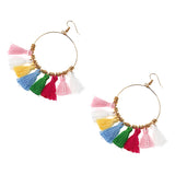 Bohemian Sector Shape Tassel Pendant Big Hoop Dangle Earring