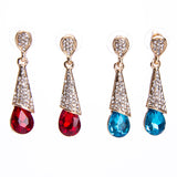 Elegant Rhinestone Ear Drop Retro Gemstone Dangle Earrings