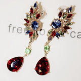 Green Red Rhinestone Earring Wings Charm Drop Pendant