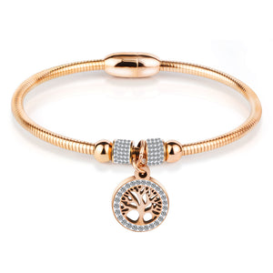 Classic Tree of Life Charm Bangle Bracelets Simple Rose Gold