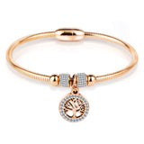 Classic Tree of Life Charm Bangle Bracelets Simple Rose Gold