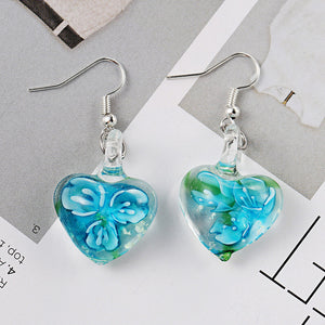 Flower Pattern Heart Dangle Earring for Women