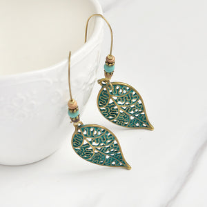 Vintage Bohemian Hollow Leaf Drop Earrings for Women