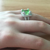 Elegant Green Gem Zircon Ring Wedding Crystal Silver Color R