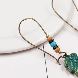 Bohemian Blue Leaf Turquoise Tassel Earring Drop for Women