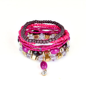 Women's Bohemian Bracelet Colorful Multilayer Beads Charming Bracelet