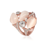 Rose Gold Plated Crystal Rhinestones Flower Women Finger Rings