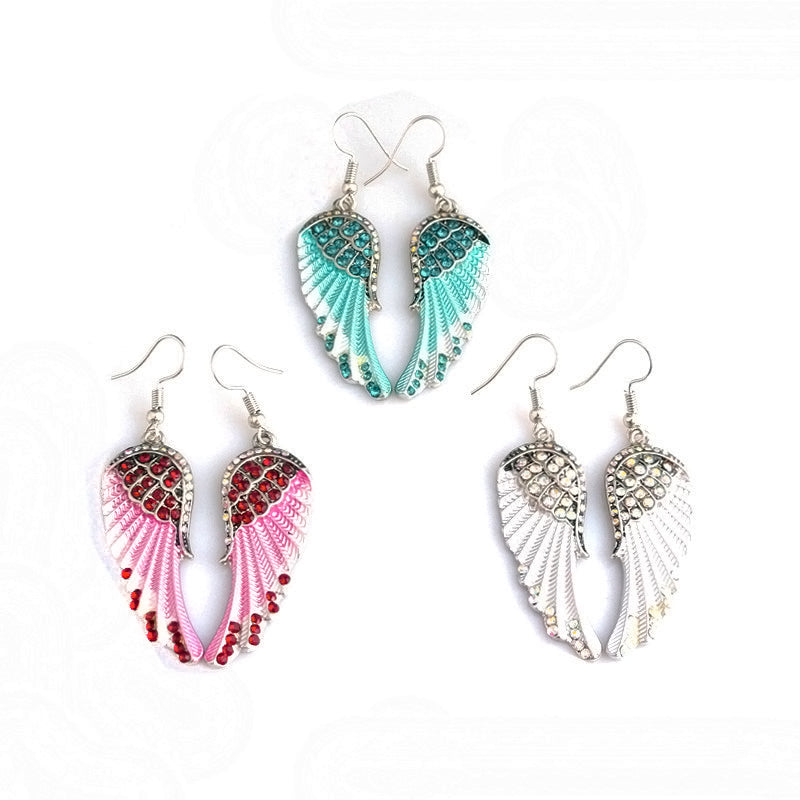 Cute Women's Earrings Angel Wings Rhinestone Alloy Earrings