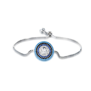 Simple Style Round Colorful Zircon Inlaid Adjustable Bracelet Unisex Jewelry